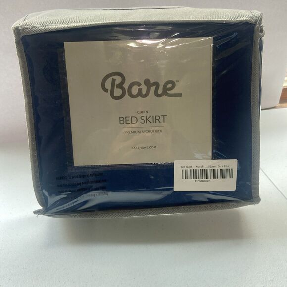 Bare Home Ultra Soft Premium Microfiber Bed Skirt Queen Dark Blue Navy Blue New - Picture 4 of 13